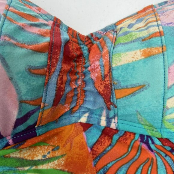 LA BLANCA Women’s Size 12 Multi Rainbow Palm Bandeau Tankini Top NO STRAP - Picture 3 of 12